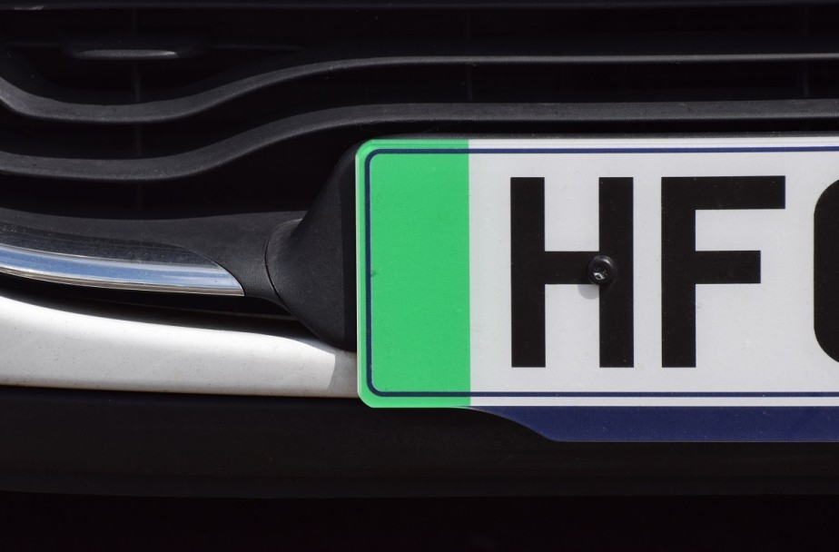 Green strip on number plate